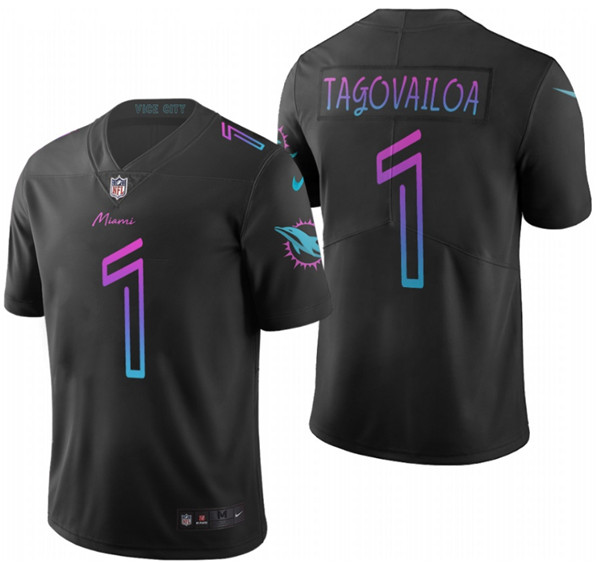 Men's Miami Dolphins #1 Tua Tagovailoa Black Limited Stitched Jersey